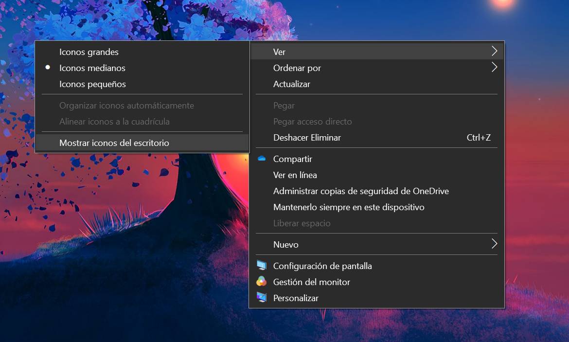 Mostrar iconos de escritorio en Windows 10