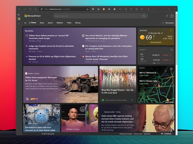 Captura de pantalla de Microsoft Start para PC