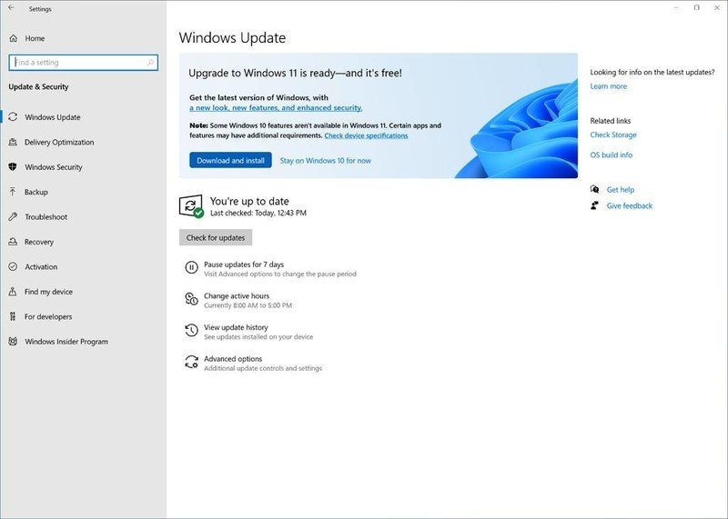 Notificación de actualización de Windows Update a Windows 11