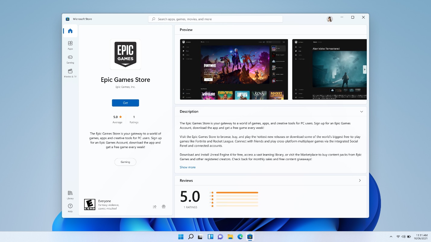 La tienda de Epic Games en Windows 11