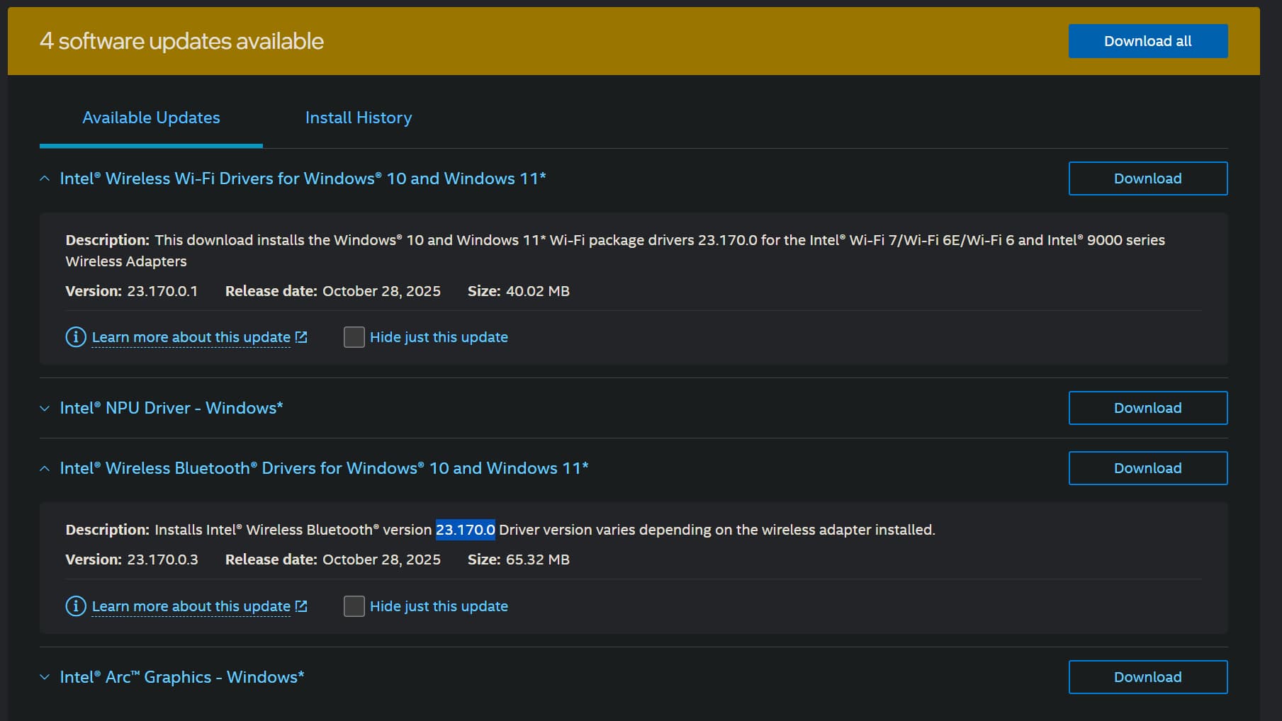 Nuevos controladores de Intel disponibles para Windows 11 25H2 (1)
